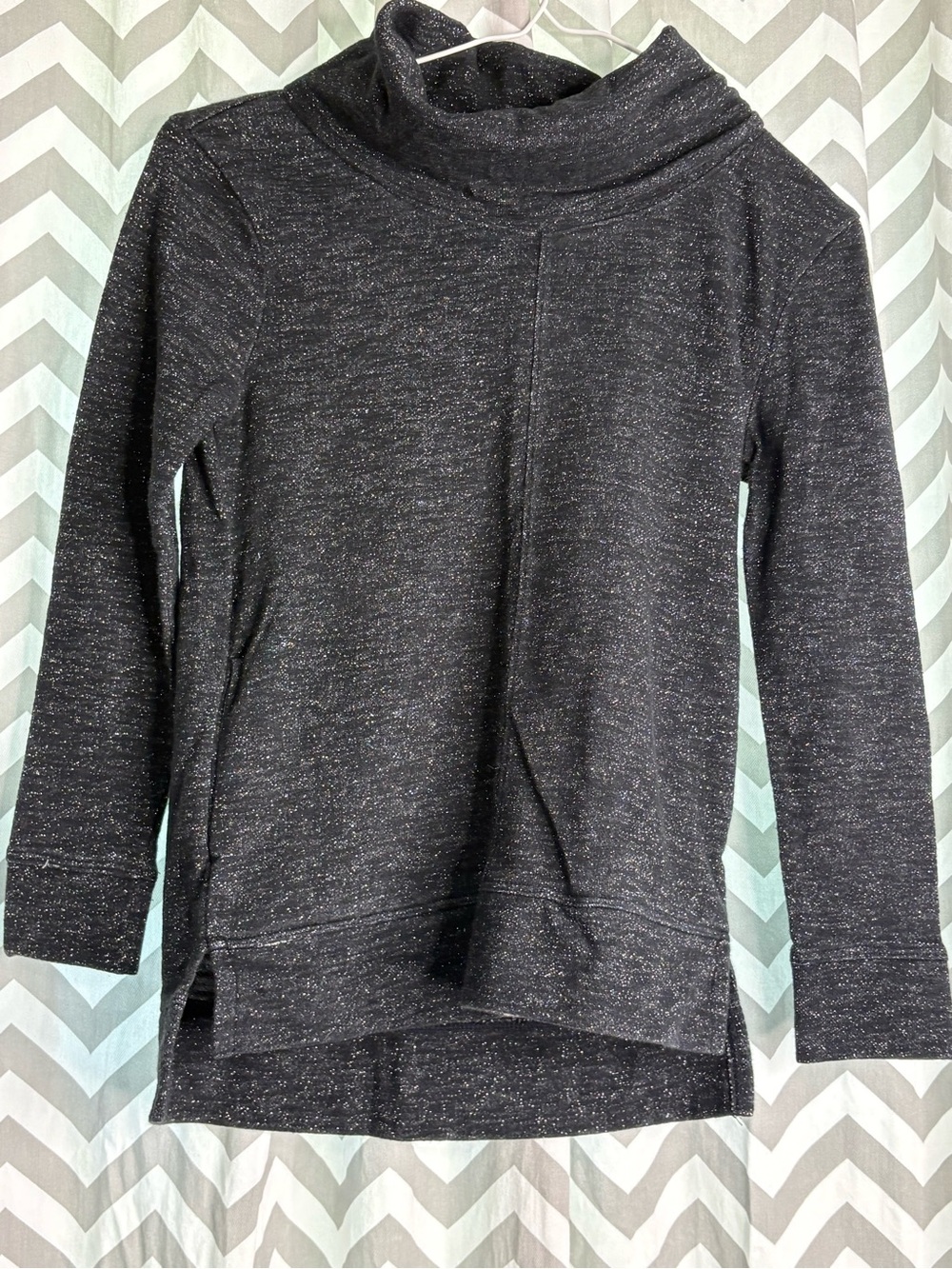 GAP Black Heather Girls' Cowl Neck Pullover